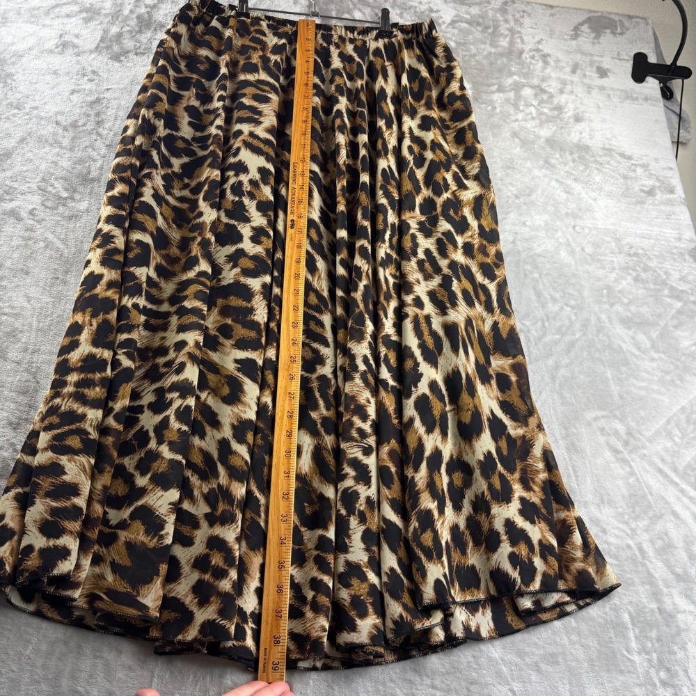 Unbranded Leopard Print Maxi Skirt Women XXL Brown Animal Flowy Elastic (1873) - Picture 8 of 9